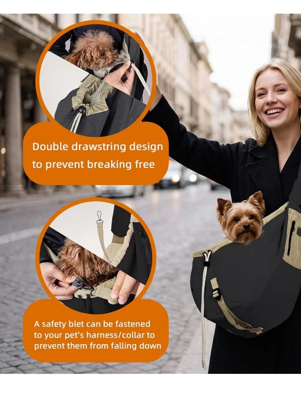 Dog Carrier Sling for Small Dogs & Cats Under 20 lbs,Hands Free for Travel NEW
